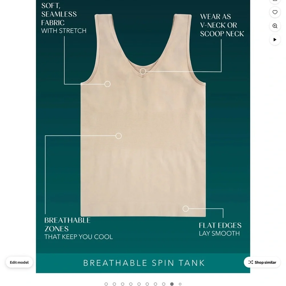 Vanity Fair Smoothing Spin Tank Seamless Black Tank Top sz L NWT